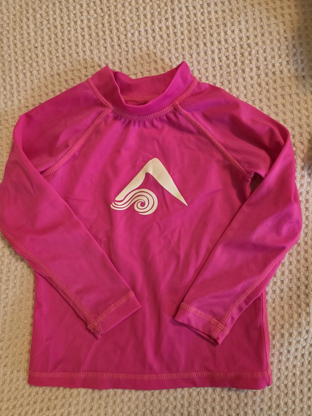 Kanu Surf Hot Pink Long Sleeve Rashguard with White Wave Logo 2T
